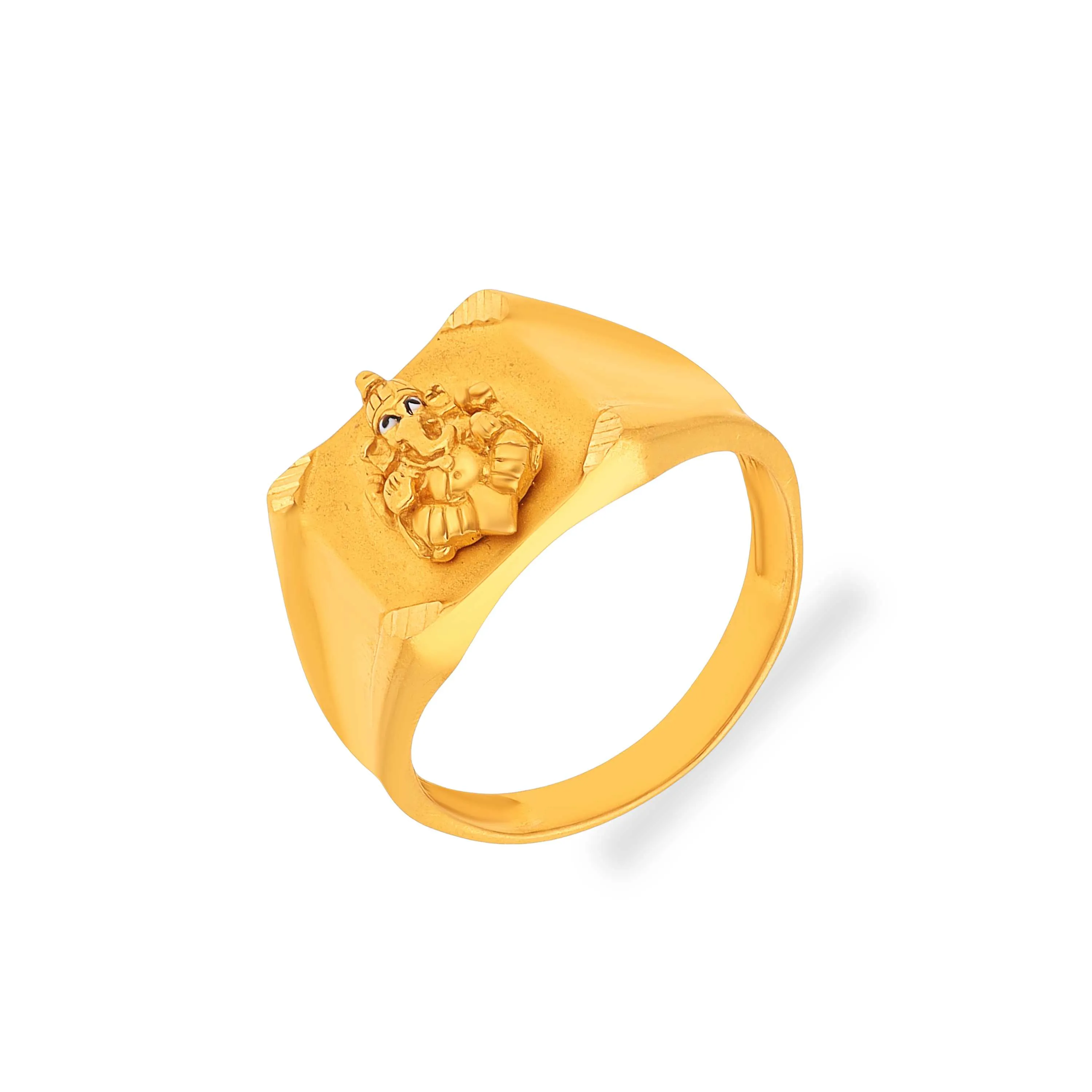 Traditionally Crafted And Matte Finished 22KT Gold Ganesha Ring