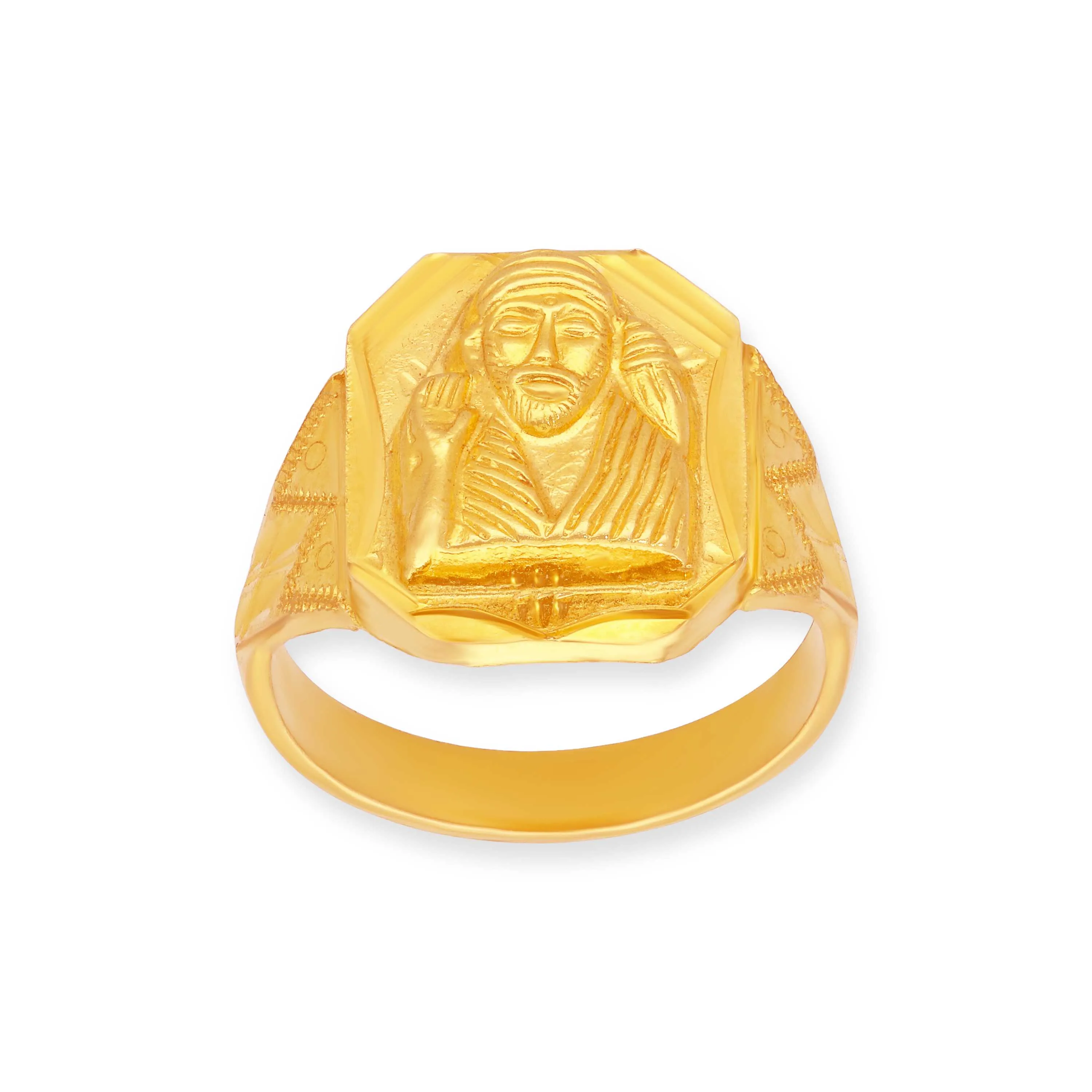 Classic Finely Detailed Sai Baba 22KT Gold Ring For Men