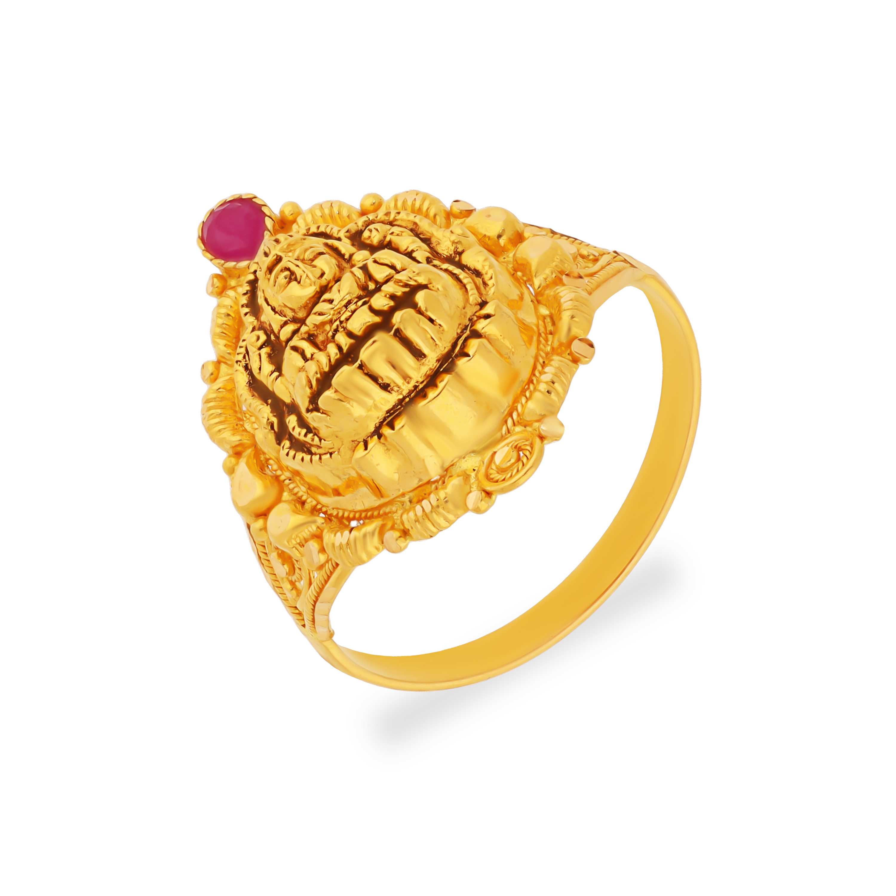 Fancy Intricately Detailed And Crafted Lakshmi Devi 22KT Gold Ring