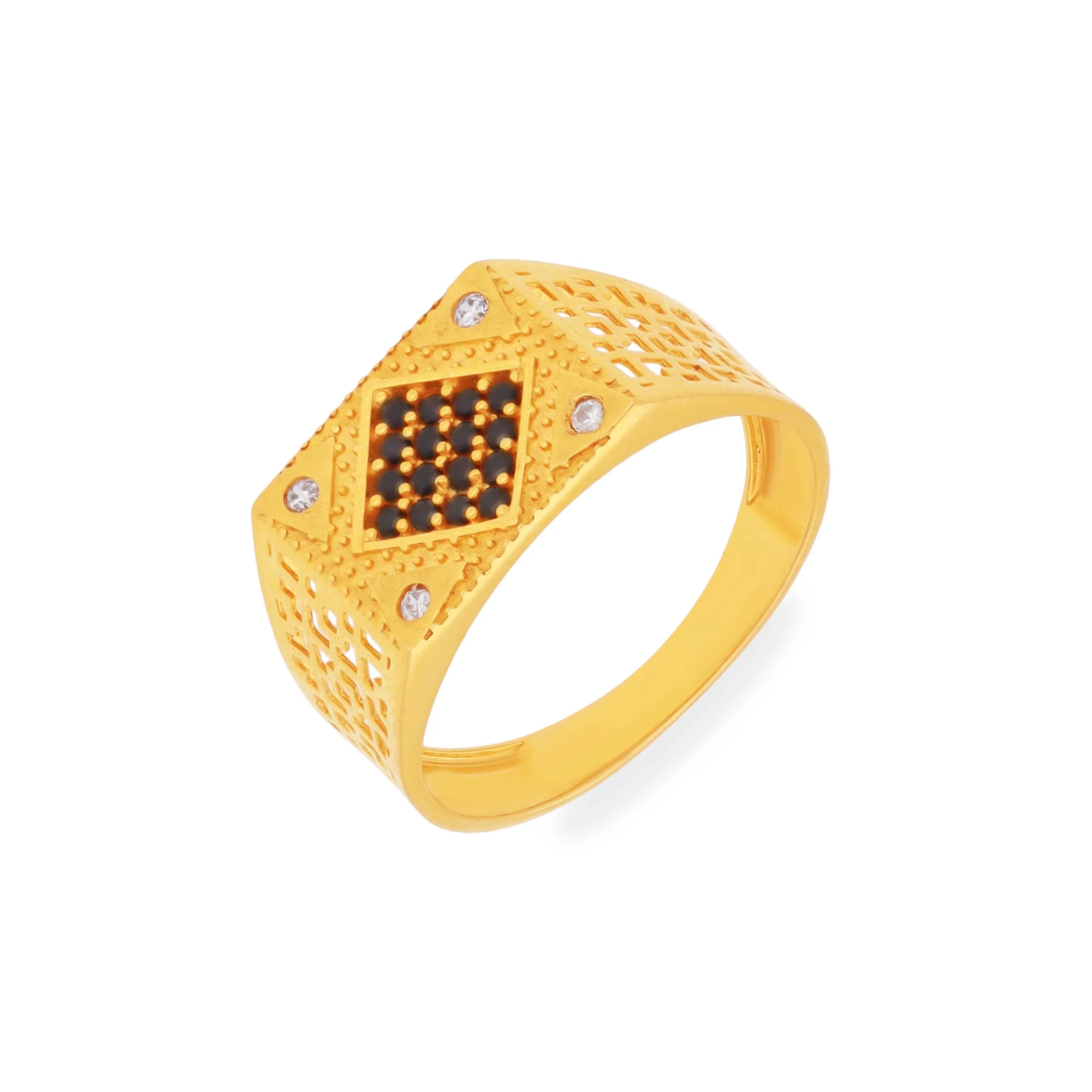 Premium Matte Finished And Studded 22KT Gold Ring For Men