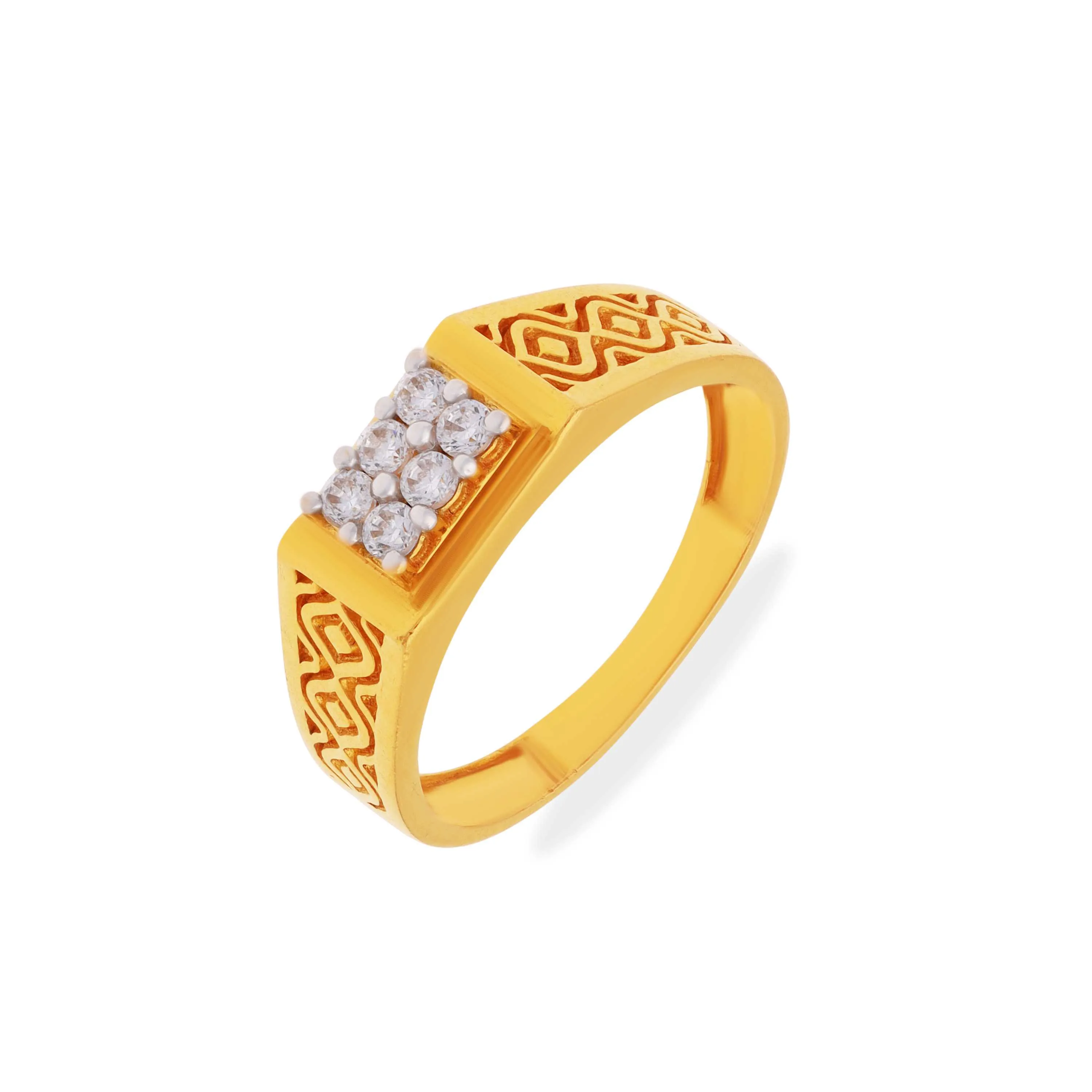 Premium Gorgeously Detailed And Studded 22KT Gold Ring For Men