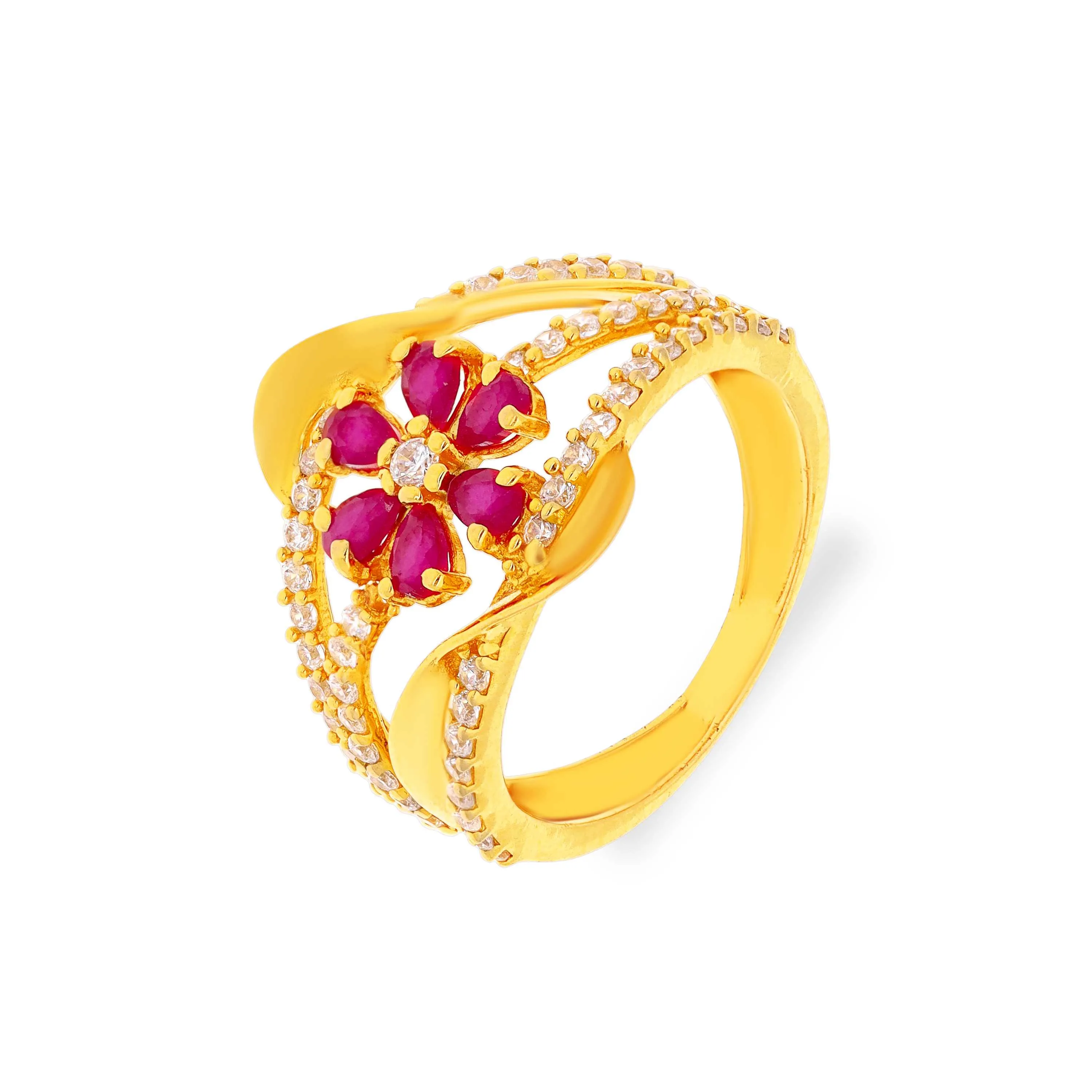 Gorgeously Detailed And Studded 22KT Gold Ring